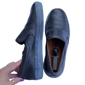 Aquatalia Leather Woven Slip Ons in Navy Size 10 Aquatalia Leather Woven Slip Ons in Navy Size | Mercari main image 3